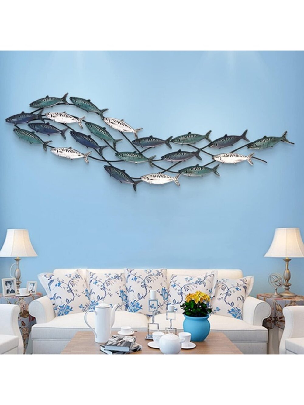 Large Metal Fish Wall Art Decor - 59âx16â Unique Coastal Home Accent for Living